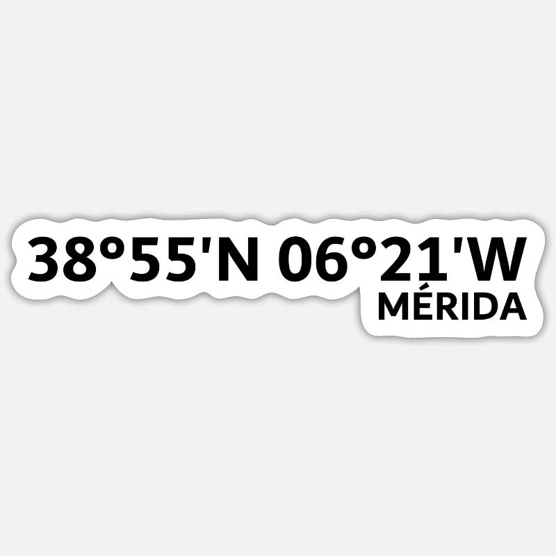 Coordonnées de Mérida - Sticker taille S (10 x 10 cm) - blanc mat