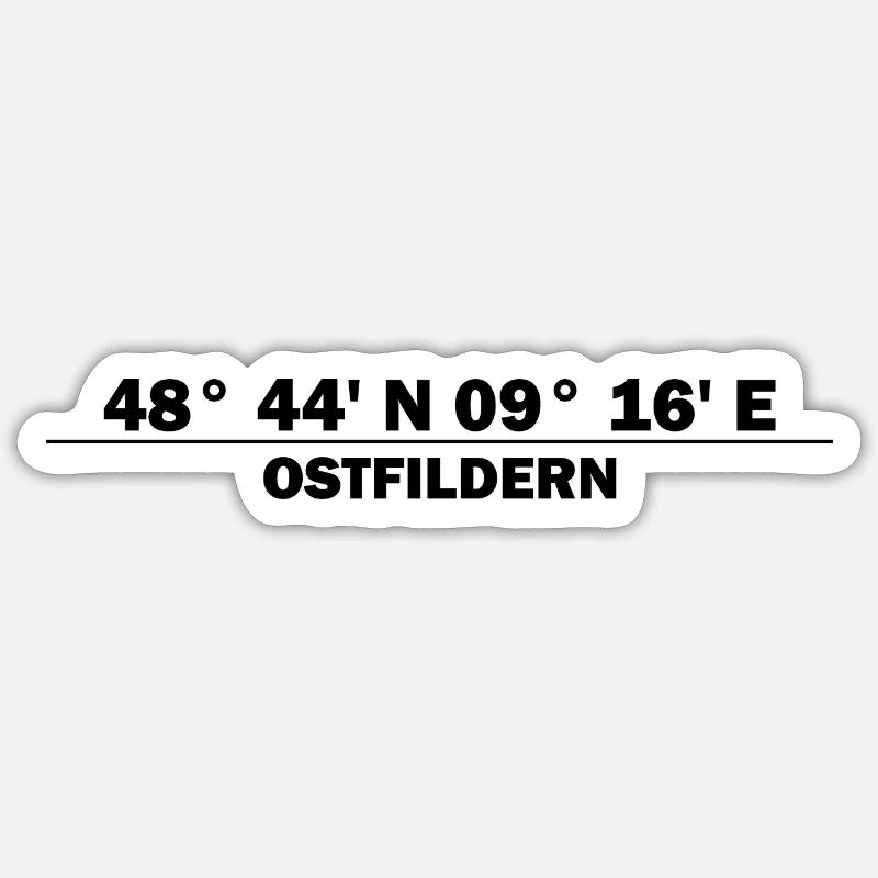 Coordonnées d’Ostfildern - Sticker taille S (10 x 10 cm) - blanc mat
