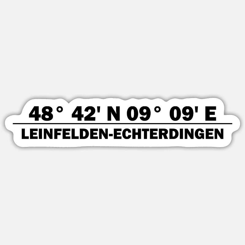 Coordonnées de Leinfelden-Echterdingen - Sticker taille S (10 x 10 cm) - blanc mat