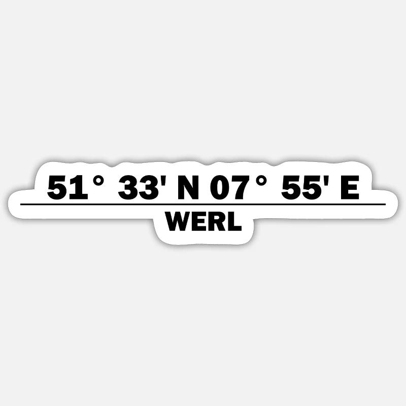Coordonnées Werl - Sticker taille S (10 x 10 cm) - blanc mat