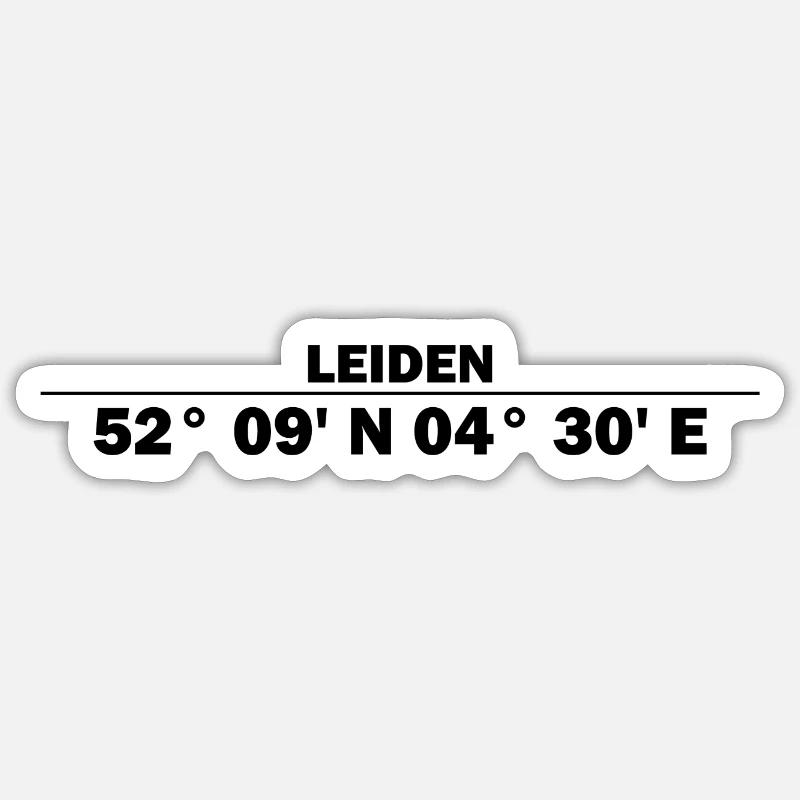 Coordonnées de Leiden - Sticker taille S (10 x 10 cm) - blanc mat