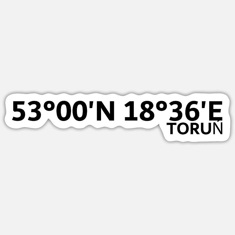 Coordonnées de Toruń - Sticker taille S (10 x 10 cm) - blanc mat
