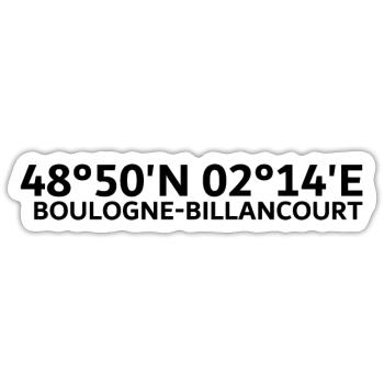 Coordonnées Boulogne-Billancourt - Sticker taille S (10 x 10 cm) - blanc mat - Devant