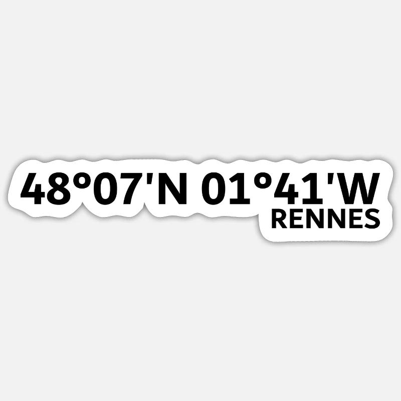 Coordonnées de Rennes - Sticker taille S (10 x 10 cm) - blanc mat
