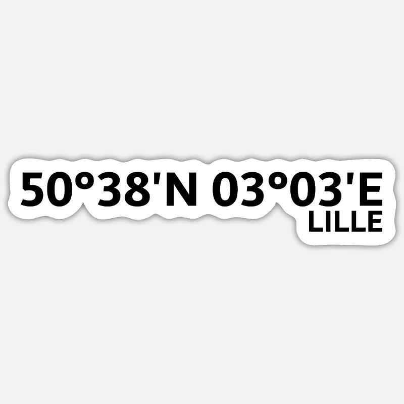 Coordonnées de Lille - Sticker taille S (10 x 10 cm) - blanc mat