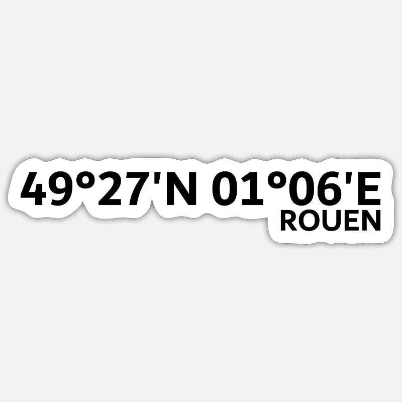 Coordonnées de Rouen - Sticker taille S (10 x 10 cm) - blanc mat
