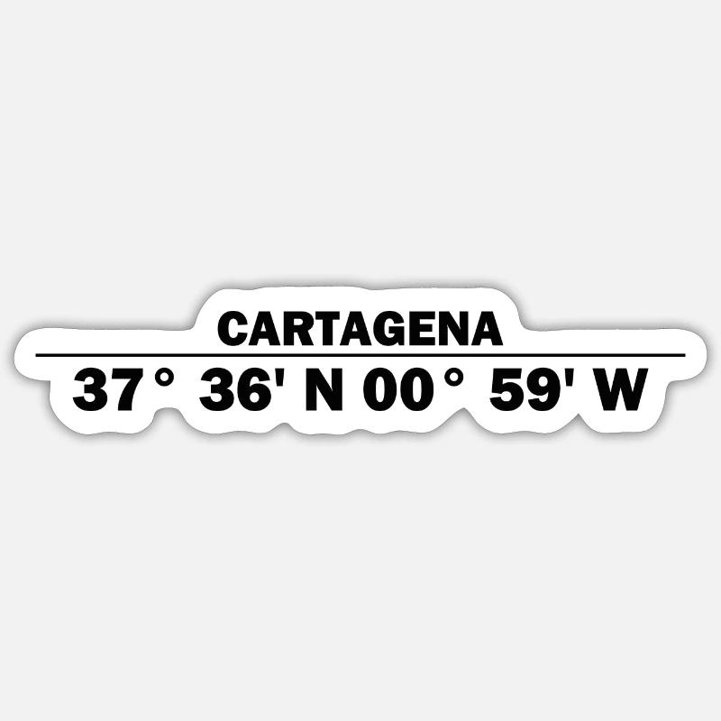 Coordonnées de Carthagène - Sticker taille S (10 x 10 cm) - blanc mat