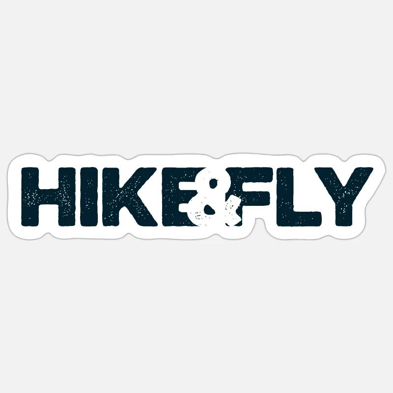 HIKE&FLY dark blue - Sticker size S (10 x 10 cm) - white matte