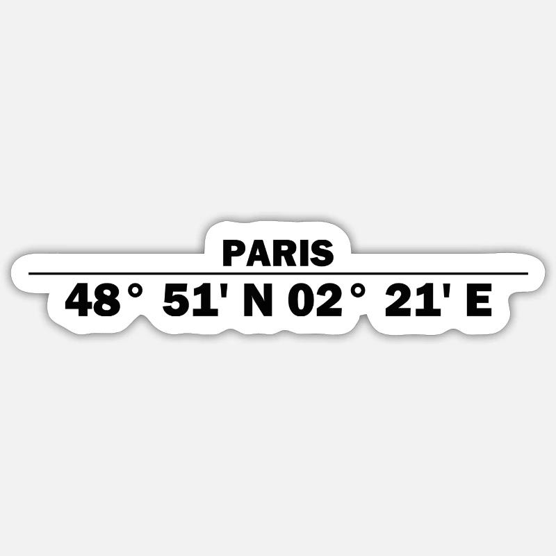 Coordonnées de Paris - Sticker taille S (10 x 10 cm) - blanc mat