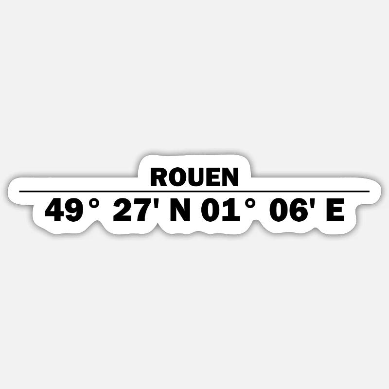 Coordonnées de Rouen - Sticker taille S (10 x 10 cm) - blanc mat
