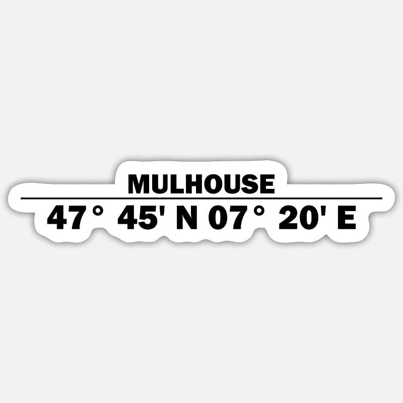 Coordonnées de Mulhouse - Sticker taille S (10 x 10 cm) - blanc mat