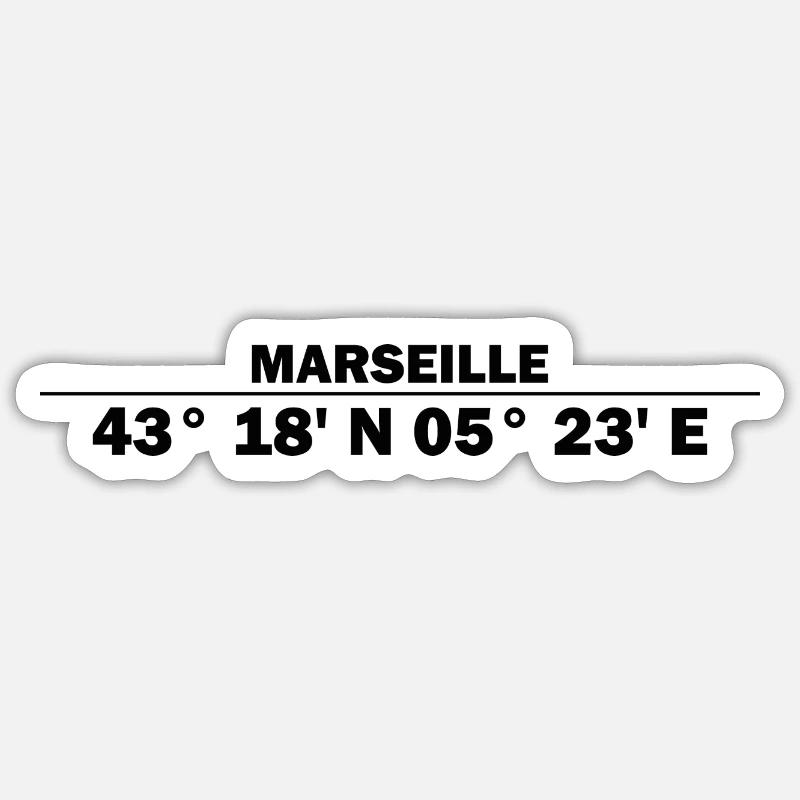 Marseille coordinates Sticker size S (10 x 10 cm)