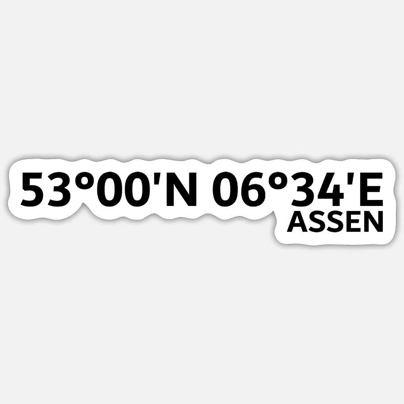Assen coordinates Sticker size S (10 x 10 cm)
