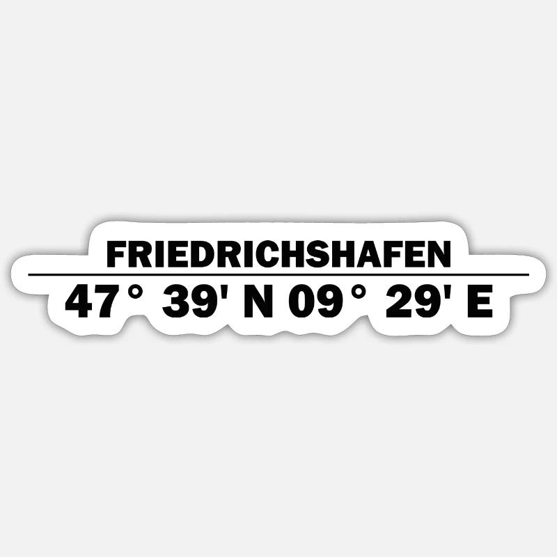 Coordonnées de Friedrichshafen - Sticker taille S (10 x 10 cm) - blanc mat