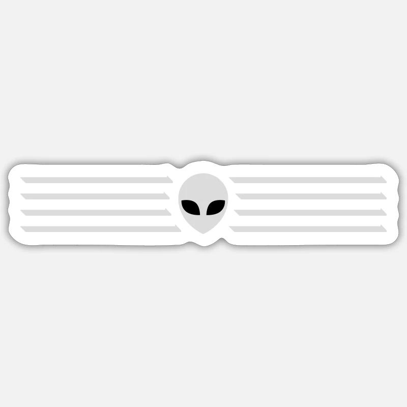 Striche Alien Design Emblem - Sticker Größe S (10 x 10 cm) - Mattweiß