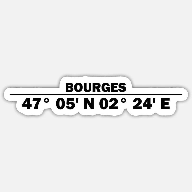 Coordonnées de Bourges Sticker taille S (10 x 10 cm)