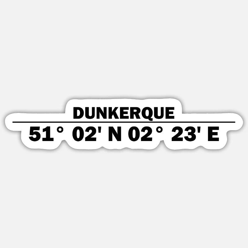 Coordonnées de Dunkerque - Sticker taille S (10 x 10 cm) - blanc mat