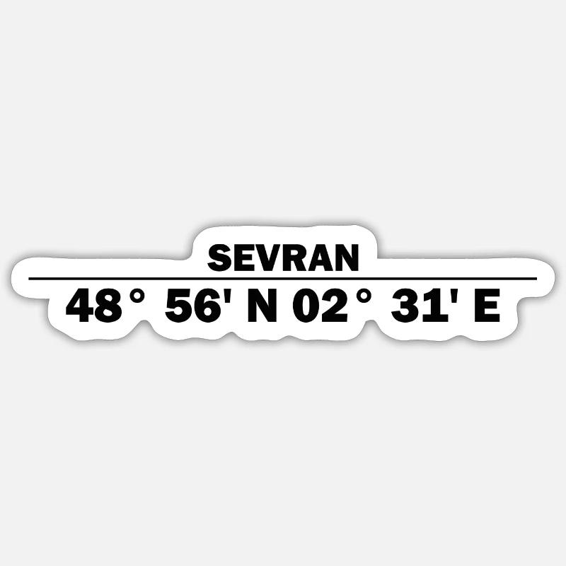 Coordonnées de Sevran - Sticker taille S (10 x 10 cm) - blanc mat