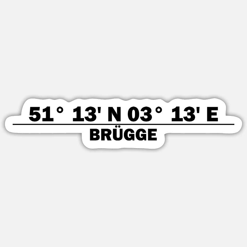 Coordonnées de Bruges - Sticker taille S (10 x 10 cm) - blanc mat
