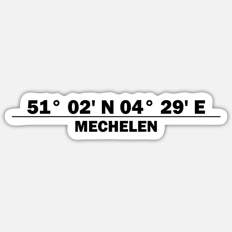 Mechelen coordinates - Sticker size S (10 x 10 cm) - white matte