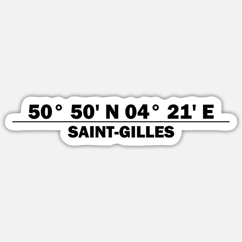 Saint-Gilles coordinates - Sticker size S (10 x 10 cm) - white matte