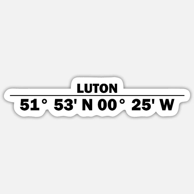 Coordonnées de Luton - Sticker taille S (10 x 10 cm) - blanc mat