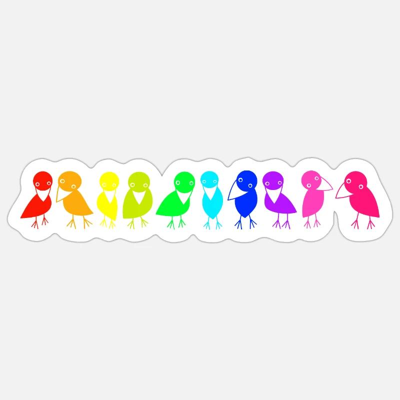 rangée colorée de corbeaux d’oiseaux Sticker taille S (10 x 10 cm)