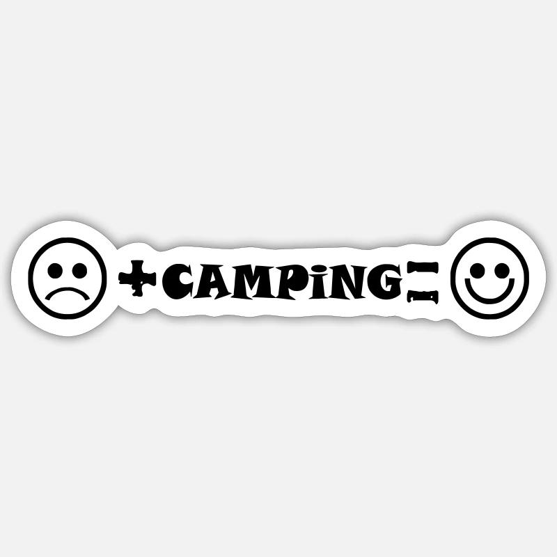 Sourire de camping - Sticker taille S (10 x 10 cm) - blanc mat