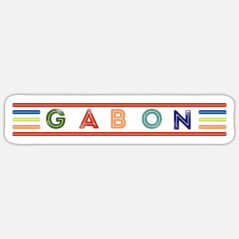 GABON - Sticker taille S (10 x 10 cm) - blanc mat