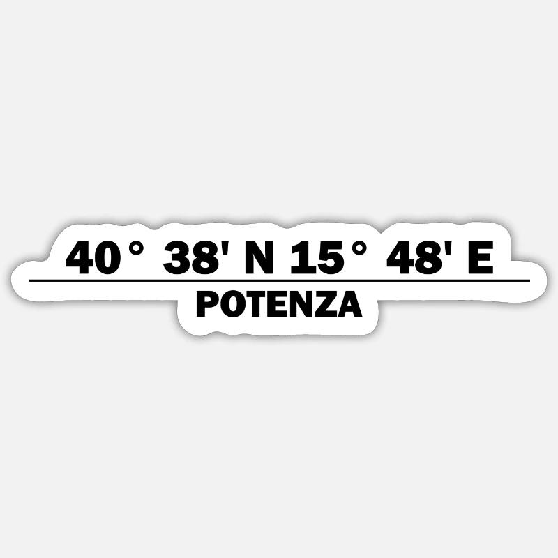 Coordonnées de Potenza - Sticker taille S (10 x 10 cm) - blanc mat