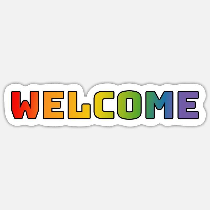 rainbow welcome CSD shirt LGBT lgbtqi queer Sticker size S (10 x 10 cm)