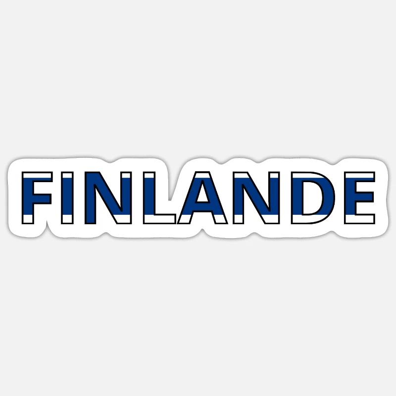 Drapeau Finlande - Sticker taille S (10 x 10 cm) - blanc mat