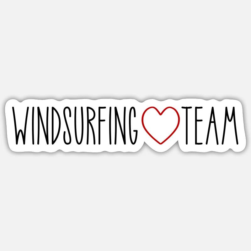 Windsurfing Team Herz - Sticker Größe S (10 x 10 cm) - Mattweiß