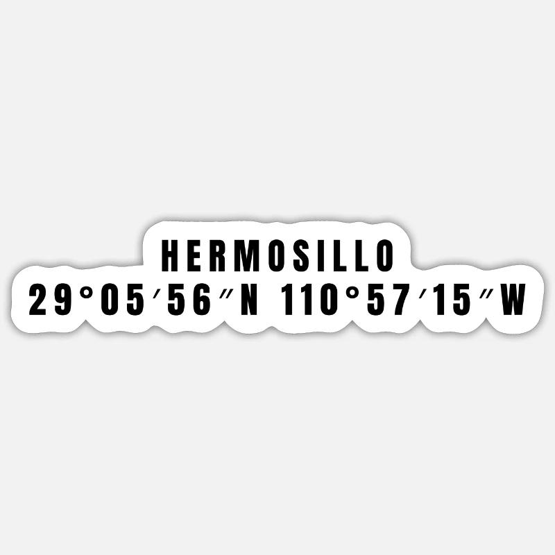 Coordonnées Hermosillo, Mexique - Sticker taille S (10 x 10 cm) - blanc mat