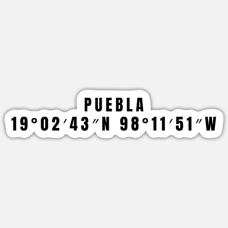 Puebla Mexico Coordinates Sticker size S (10 x 10 cm)