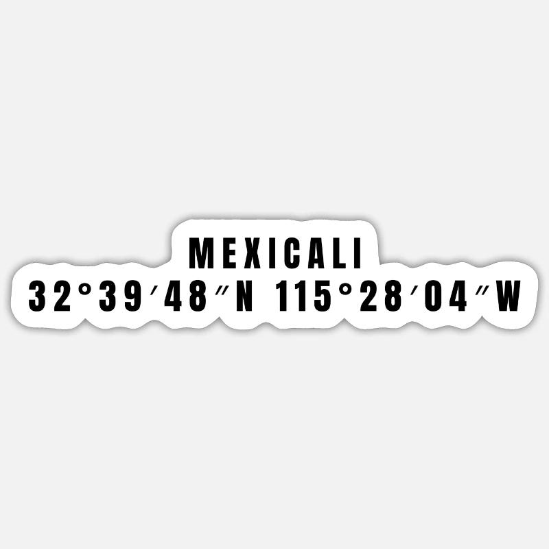 Coordonnées Mexicali Mexique - Sticker taille S (10 x 10 cm) - blanc mat