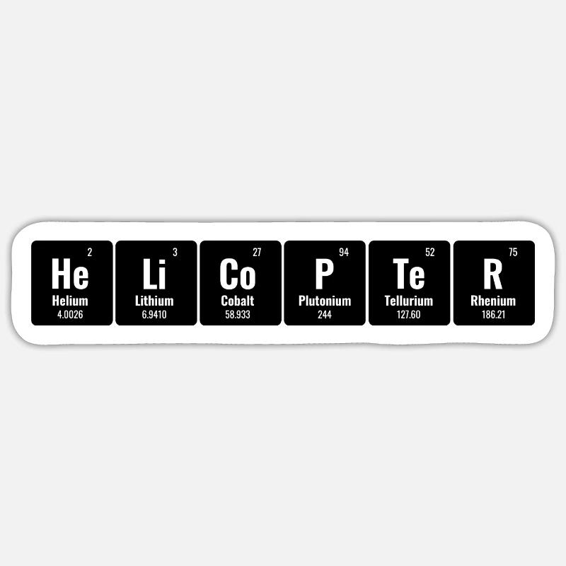 Periodisches System der Elemente Hubschrauberpilot Chop - Sticker Größe S (10 x 10 cm) - Mattweiß