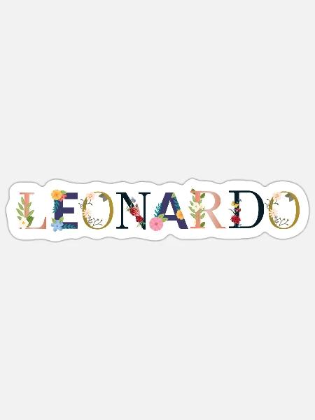 LEONARDO Name mit Blumen geschmückt - Sticker Größe S (10 x 10 cm) - Mattweiß