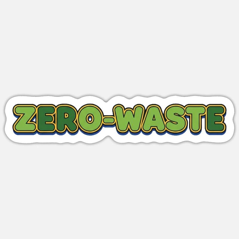 Zéro déchet rétro vert jaune design Sticker taille S (10 x 10 cm)