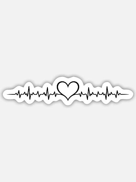 Heartbeat Heart - Sticker Größe S (10 x 10 cm) - Mattweiß