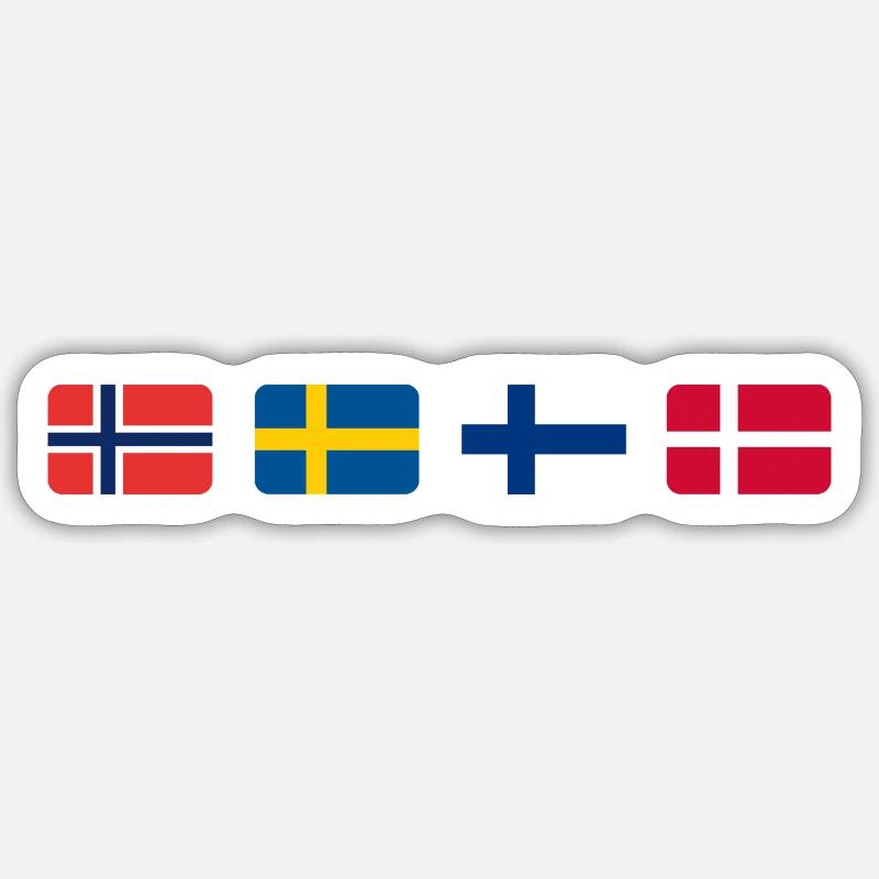 SCANDINAVIAN FLAGS - Sticker Größe S (10 x 10 cm) - Mattweiß