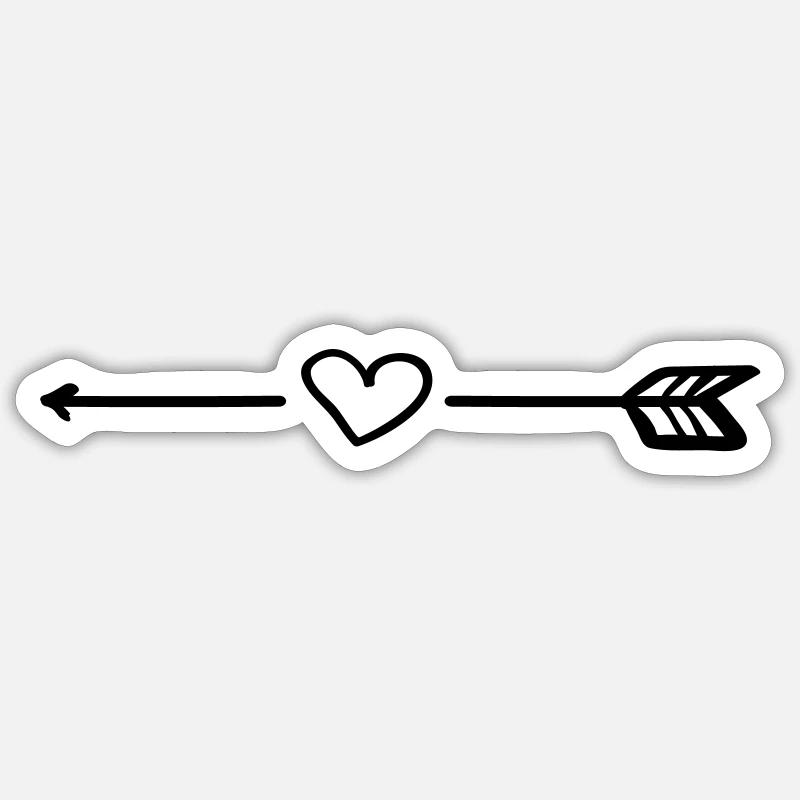 Flèche de coeur - Sticker taille S (10 x 10 cm) - blanc mat