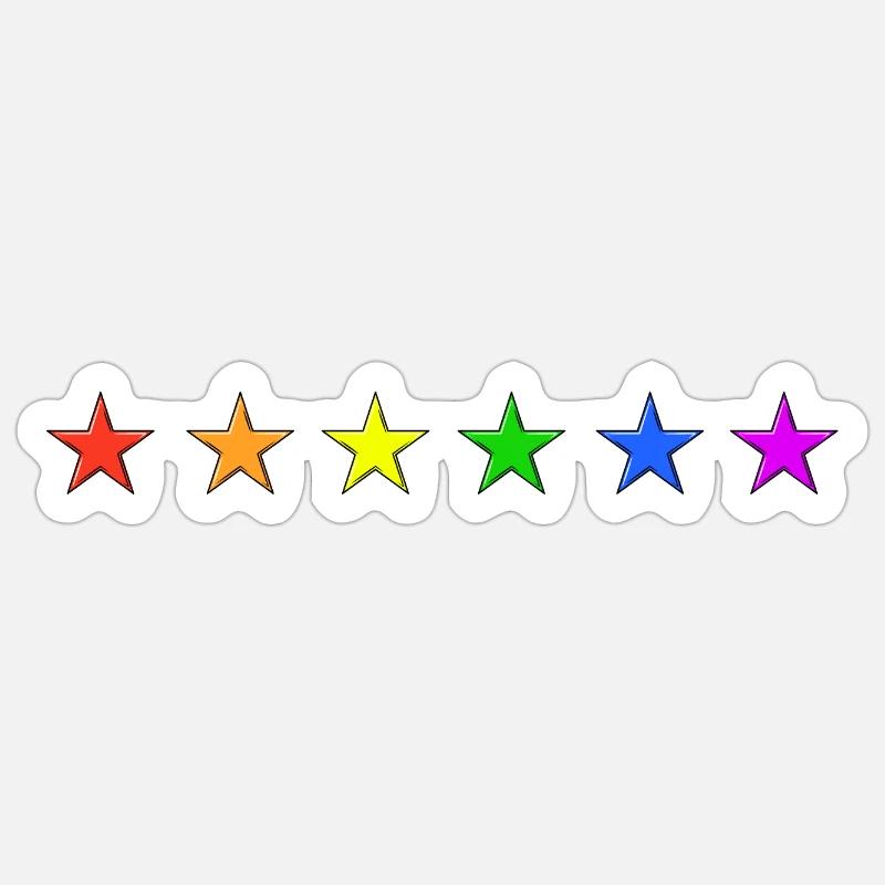 Sterne Regenbogen-Farben - Sticker Größe S (10 x 10 cm) - Mattweiß