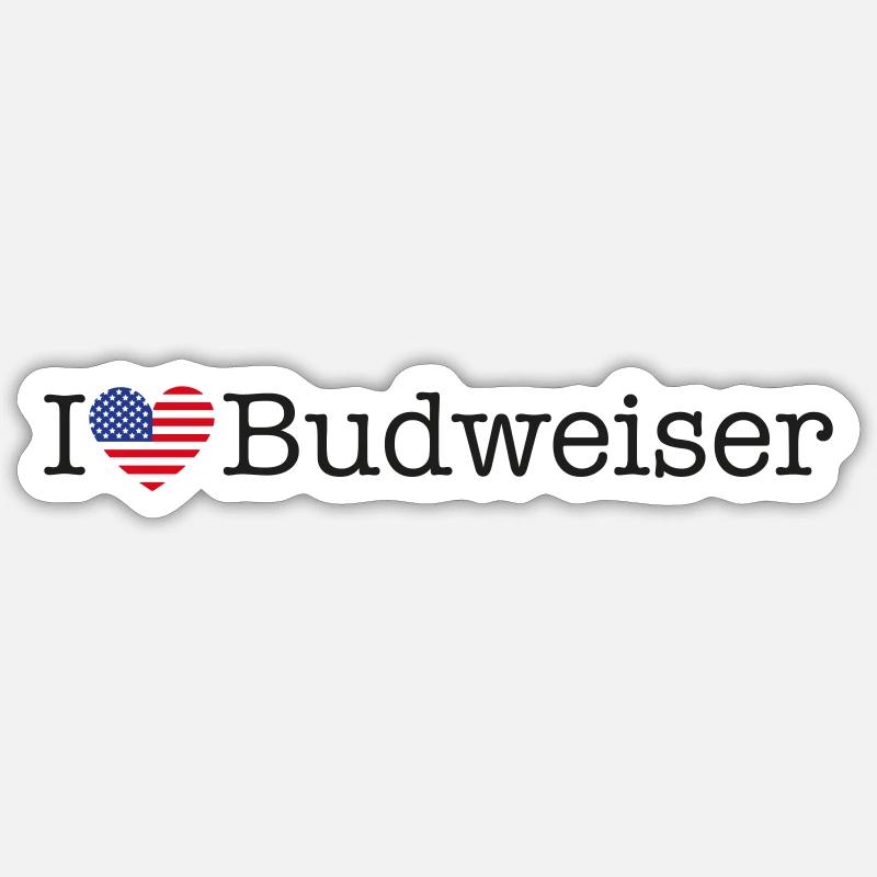 I love Budweiser - Sticker Größe S (10 x 10 cm) - Mattweiß
