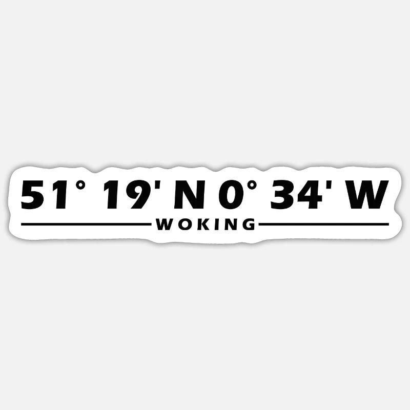 Woking coordinates - Sticker size S (10 x 10 cm) - white matte