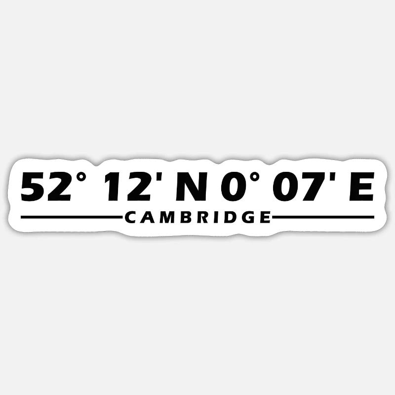 Coordonnées de Cambridge - Sticker taille S (10 x 10 cm) - blanc mat