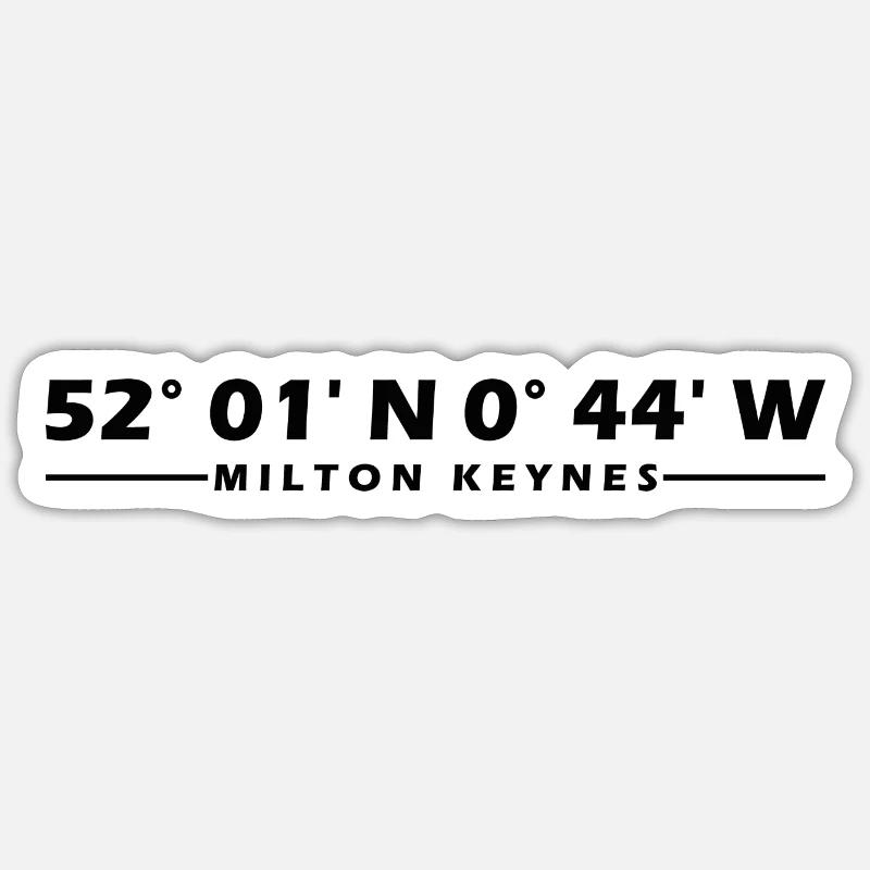 Coordonnées de Milton Keynes - Sticker taille S (10 x 10 cm) - blanc mat