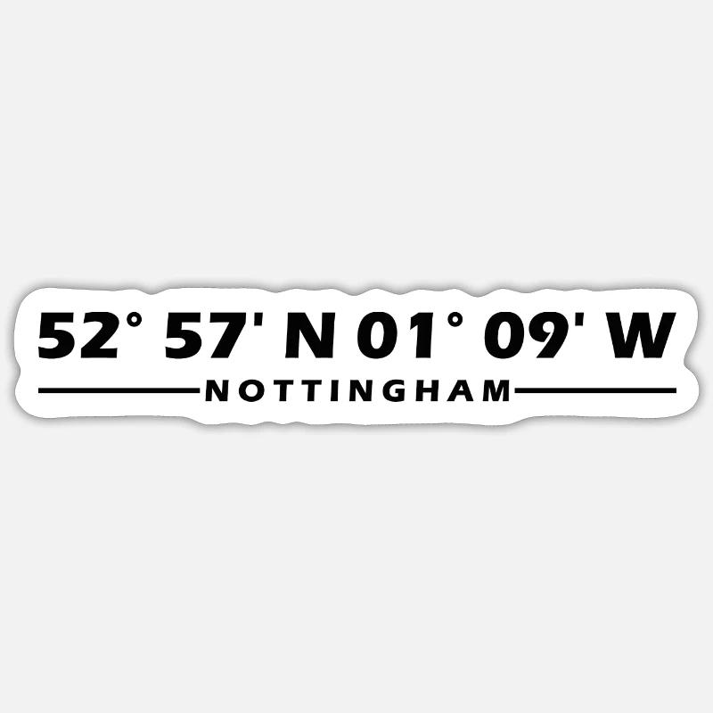 Coordonnées de Nottingham - Sticker taille S (10 x 10 cm) - blanc mat