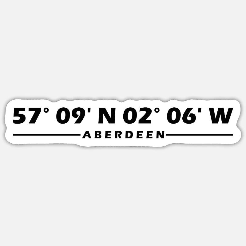 Coordonnées d’Aberdeen - Sticker taille S (10 x 10 cm) - blanc mat