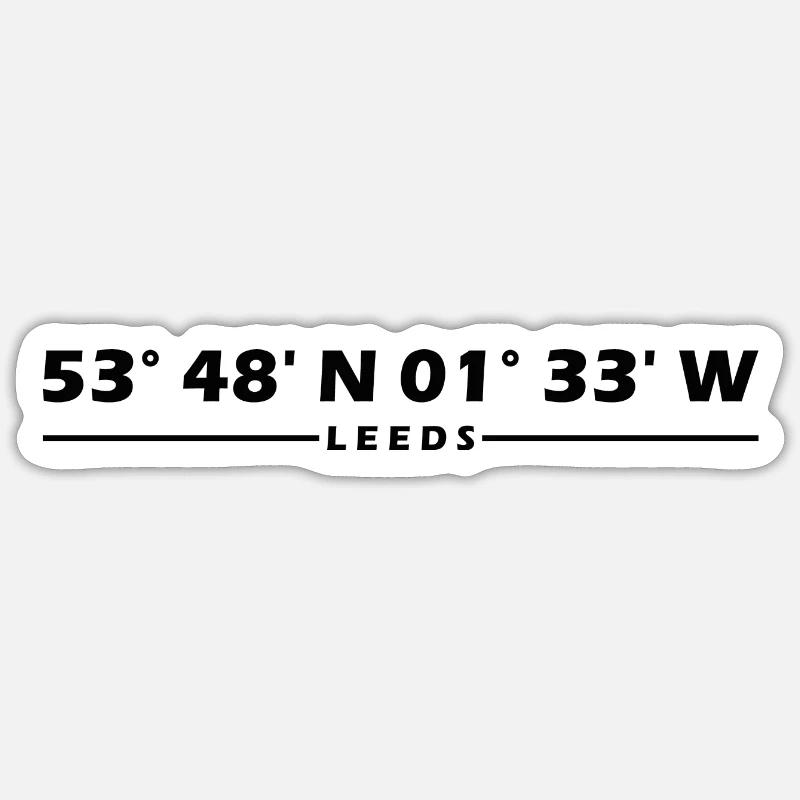 Coordonnées de Leeds - Sticker taille S (10 x 10 cm) - blanc mat